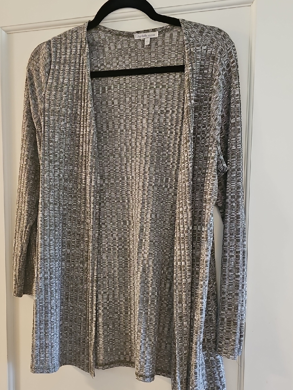 Charlotte Russe Open-Front  Khaki Knit Cardigan